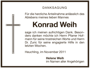 Traueranzeige von Konrad Weih  von Pegnitz-Zeitung